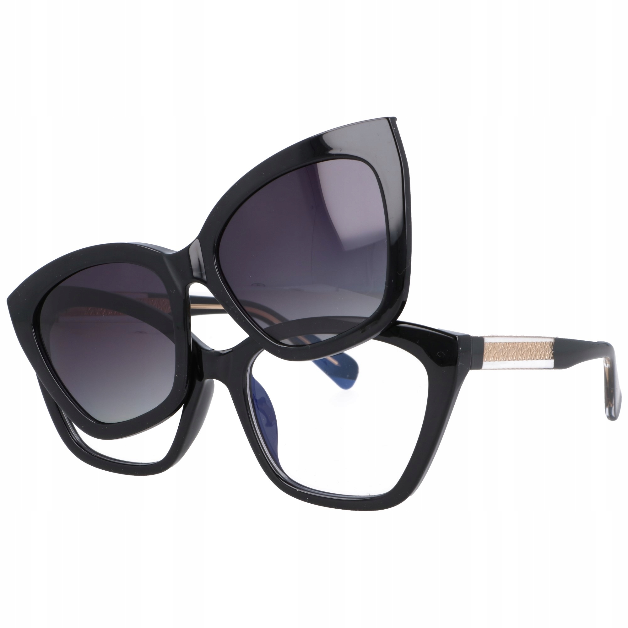 Clip-on Damskie Okulary korekcyjne z nakładkami przeciwsłonecznymi