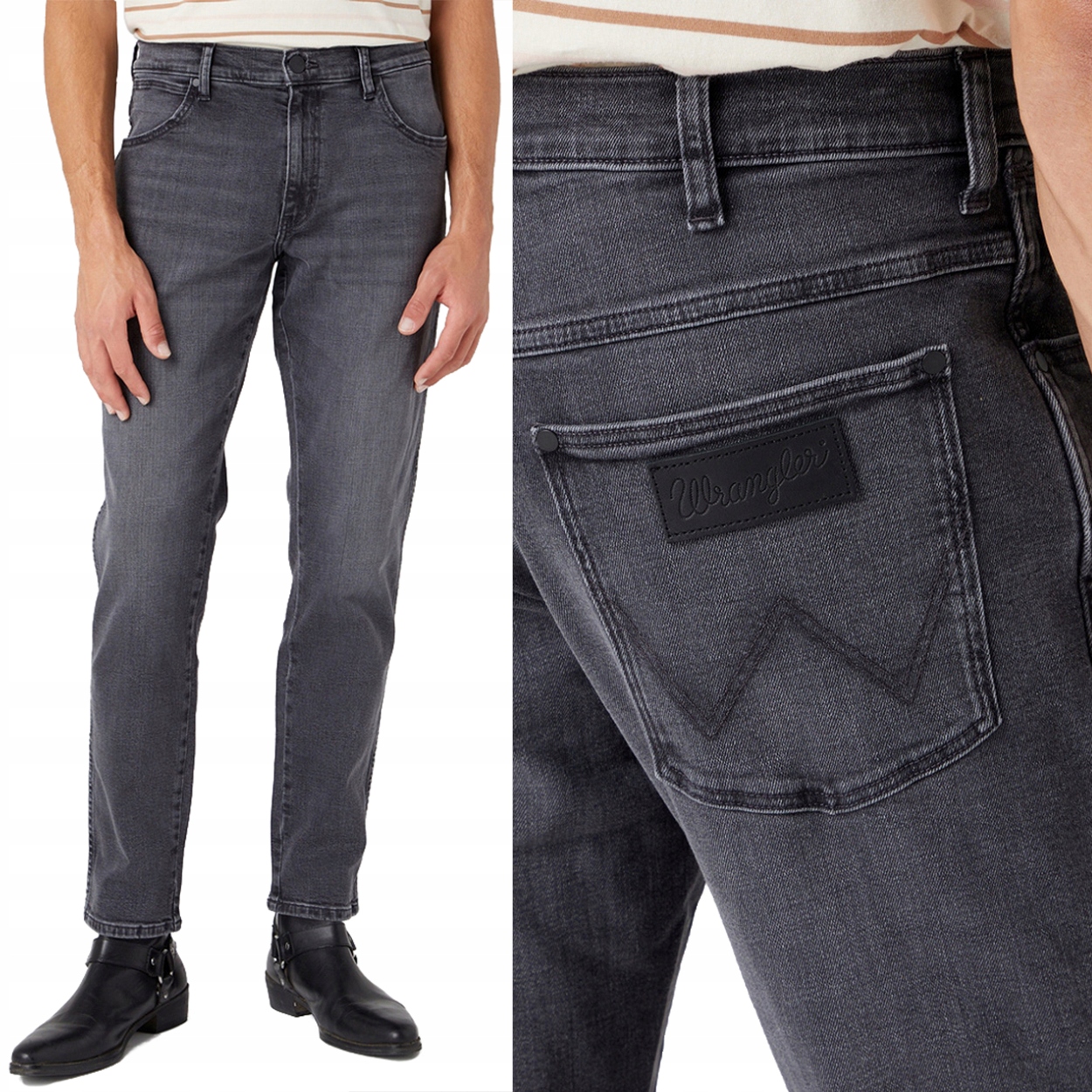Wrangler River regular tapered Blackout šedé džínové kalhoty W31 L32
