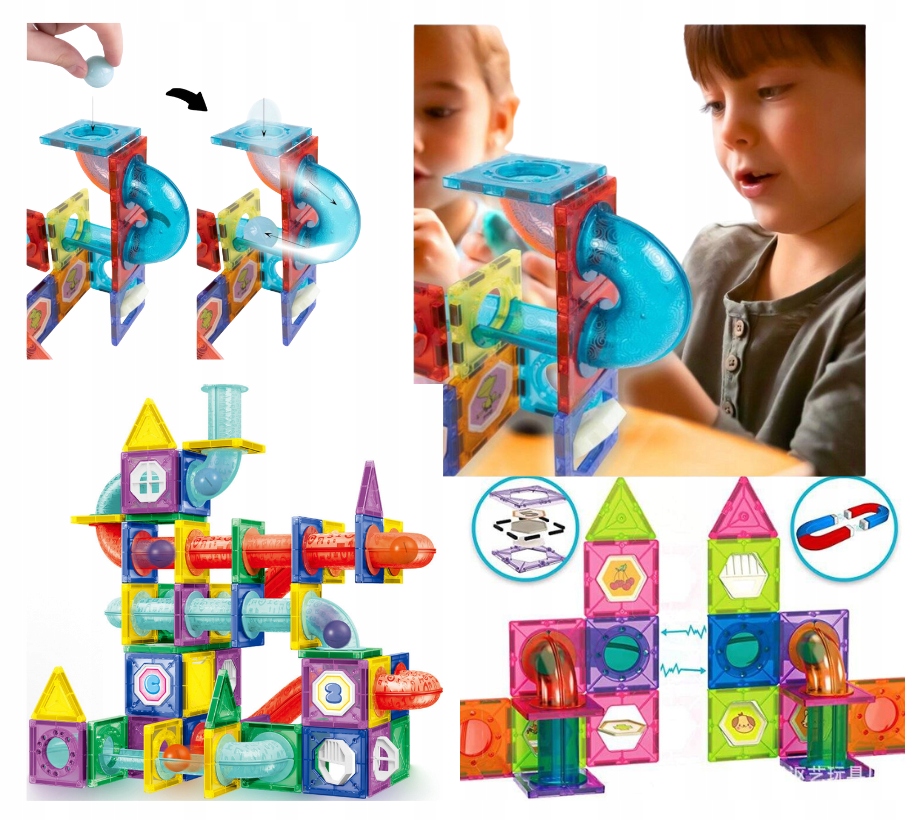 KLOCKI MAGNETYCZNE KONSTRUKCYJNE KULODROM UKŁADANKA TOR ZAMEK ZESTAW 148EL Rodzaj zestaw