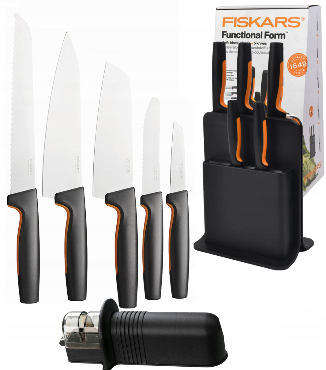 

Zestaw 5 noży Fiskars Functional w bloku ostrzałka