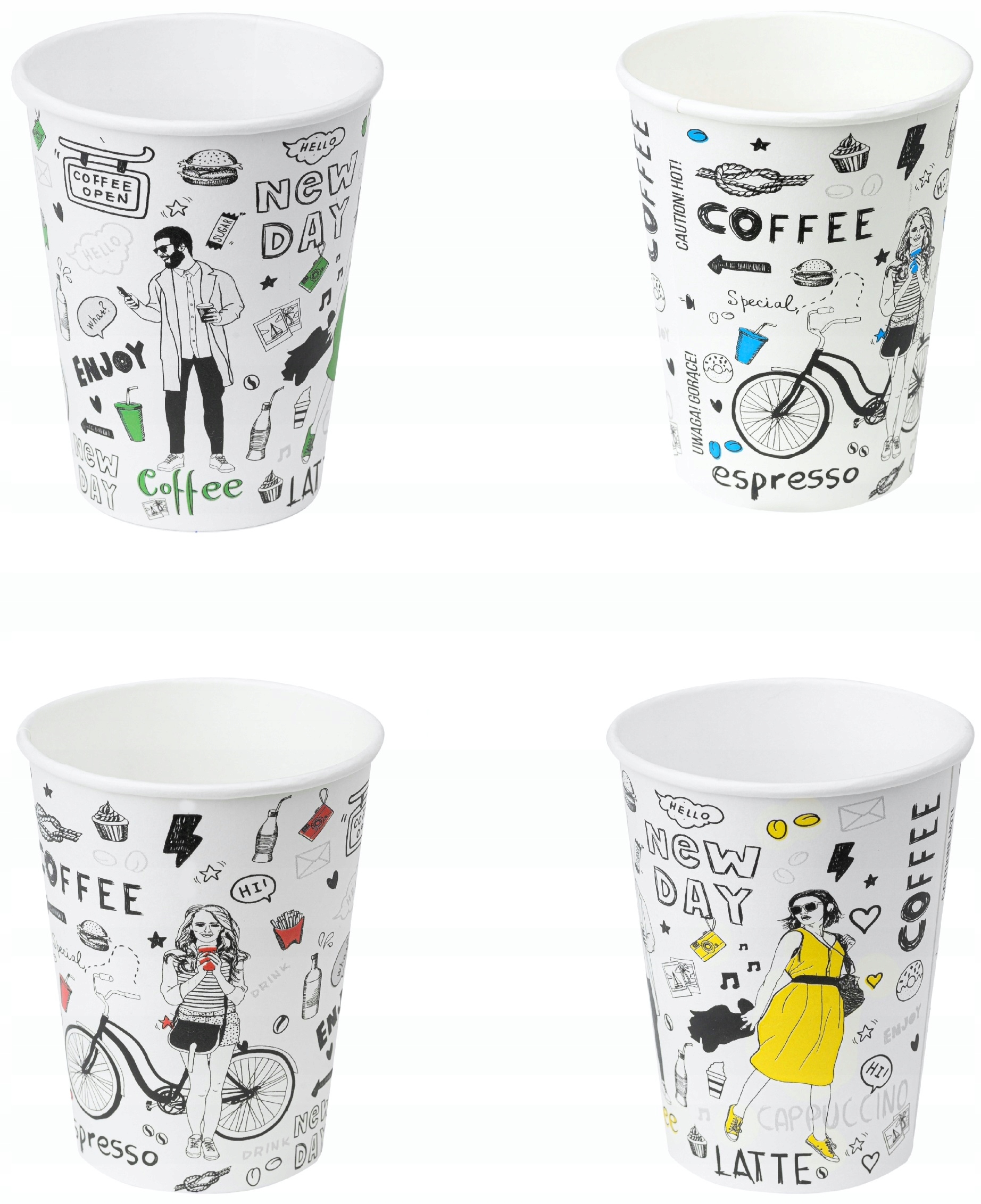 Kubeczki papierowe do kawy napojów 300ml NEW DAY + wieczka jednorazowe Marka inna