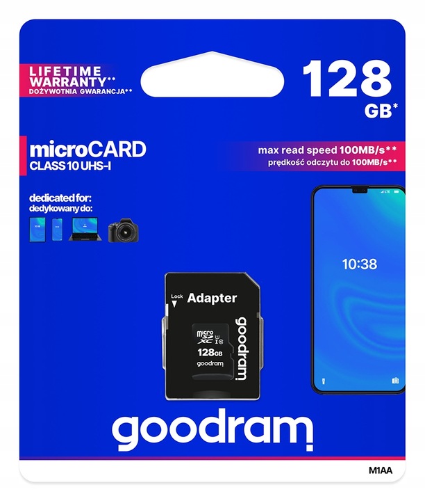 Goodram Paměťová karta microSD XC 128GB adaptér a čtečka Sd CL10