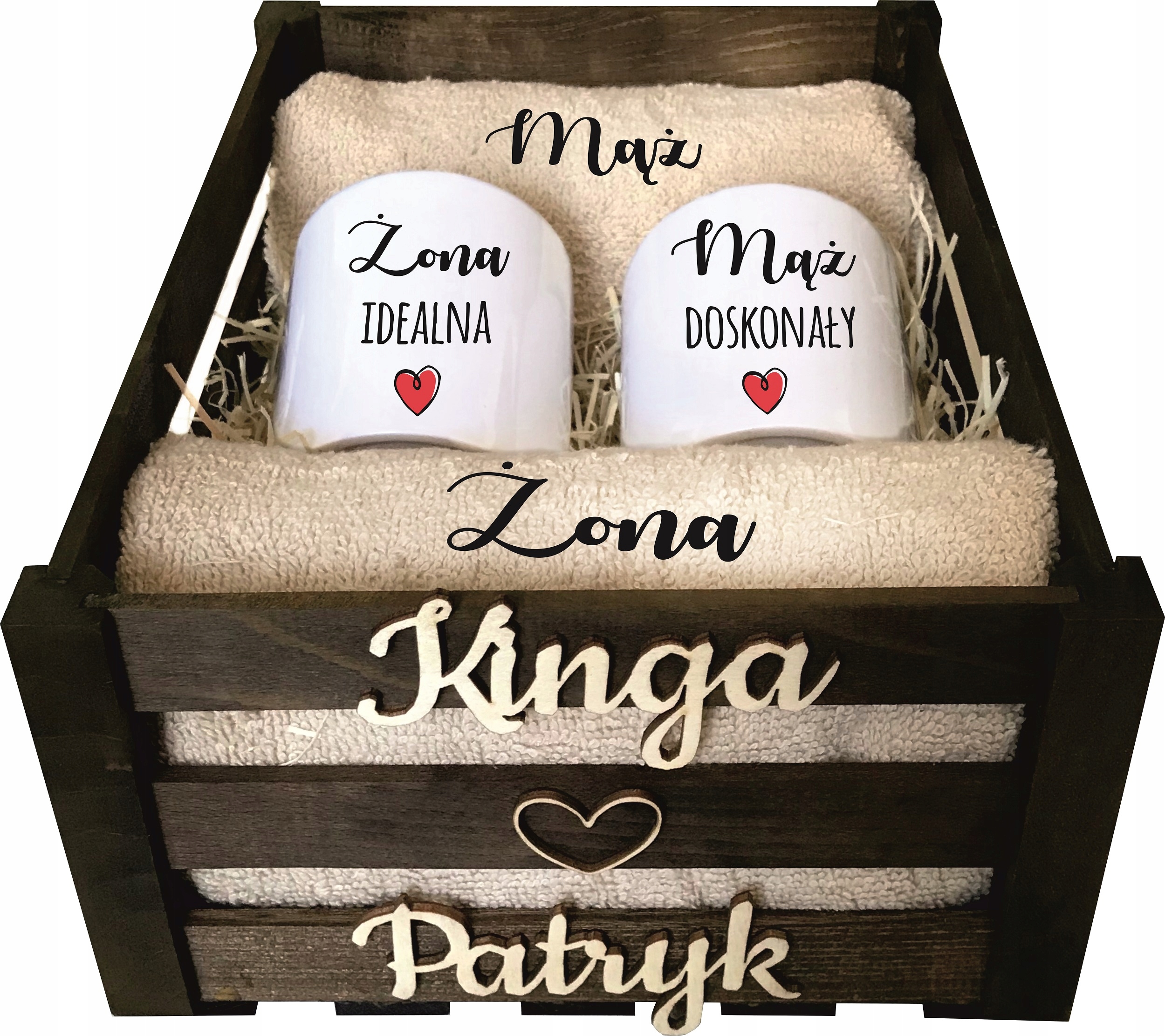 

Ślubny Ręczniki Kubki Mąż i Żona Zestaw