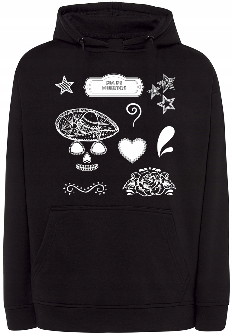 Mikina s pěkným potiskem Dia de Muertos Lebka vel. 3XL