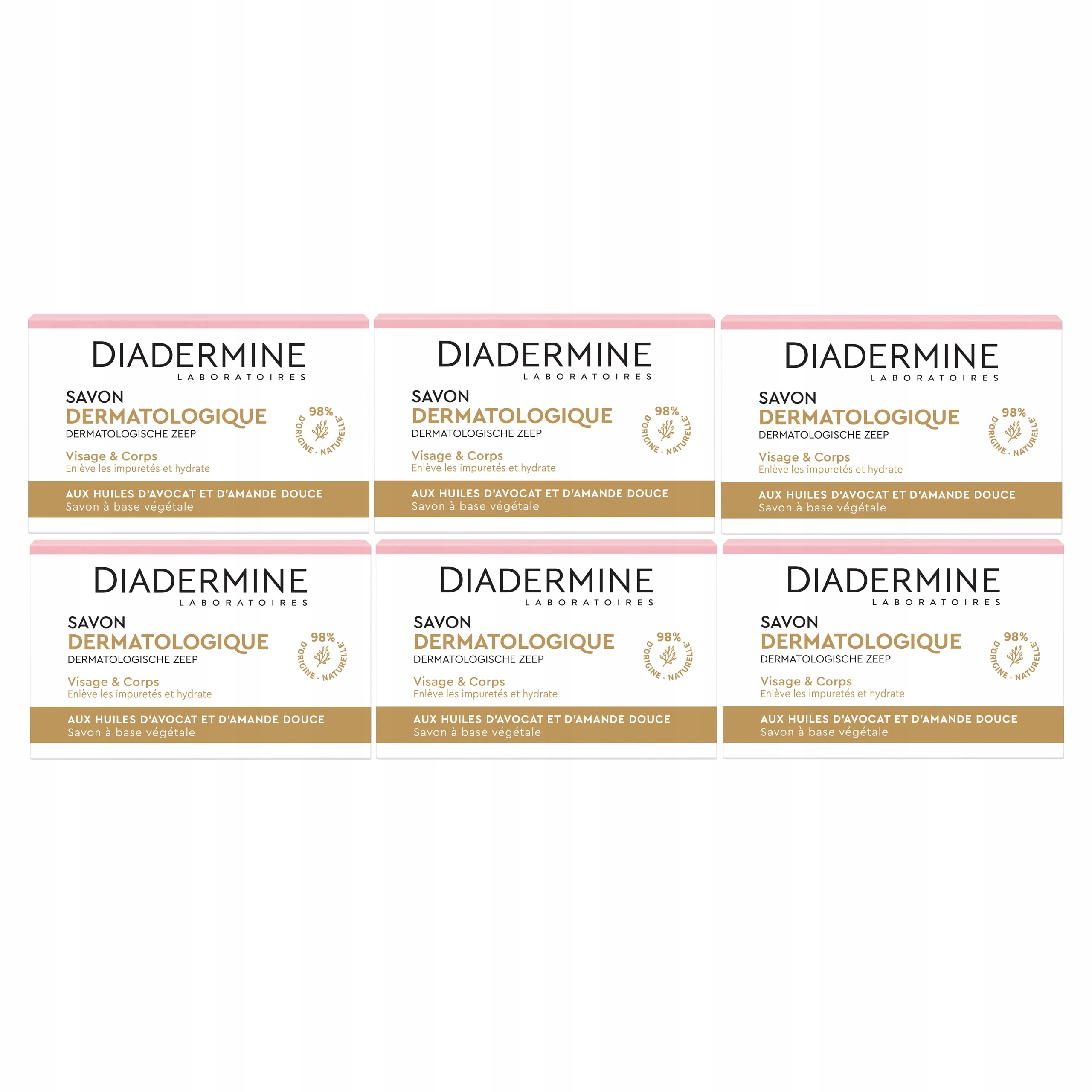 Diadermine Dermatologické hydratační mýdlo 6 x 100 g na obličej a tělo