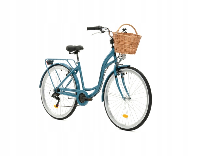 Rower miejski Indiana Moena 7 Bieg 28cali damski Niebieski Kosz wiklinowy
