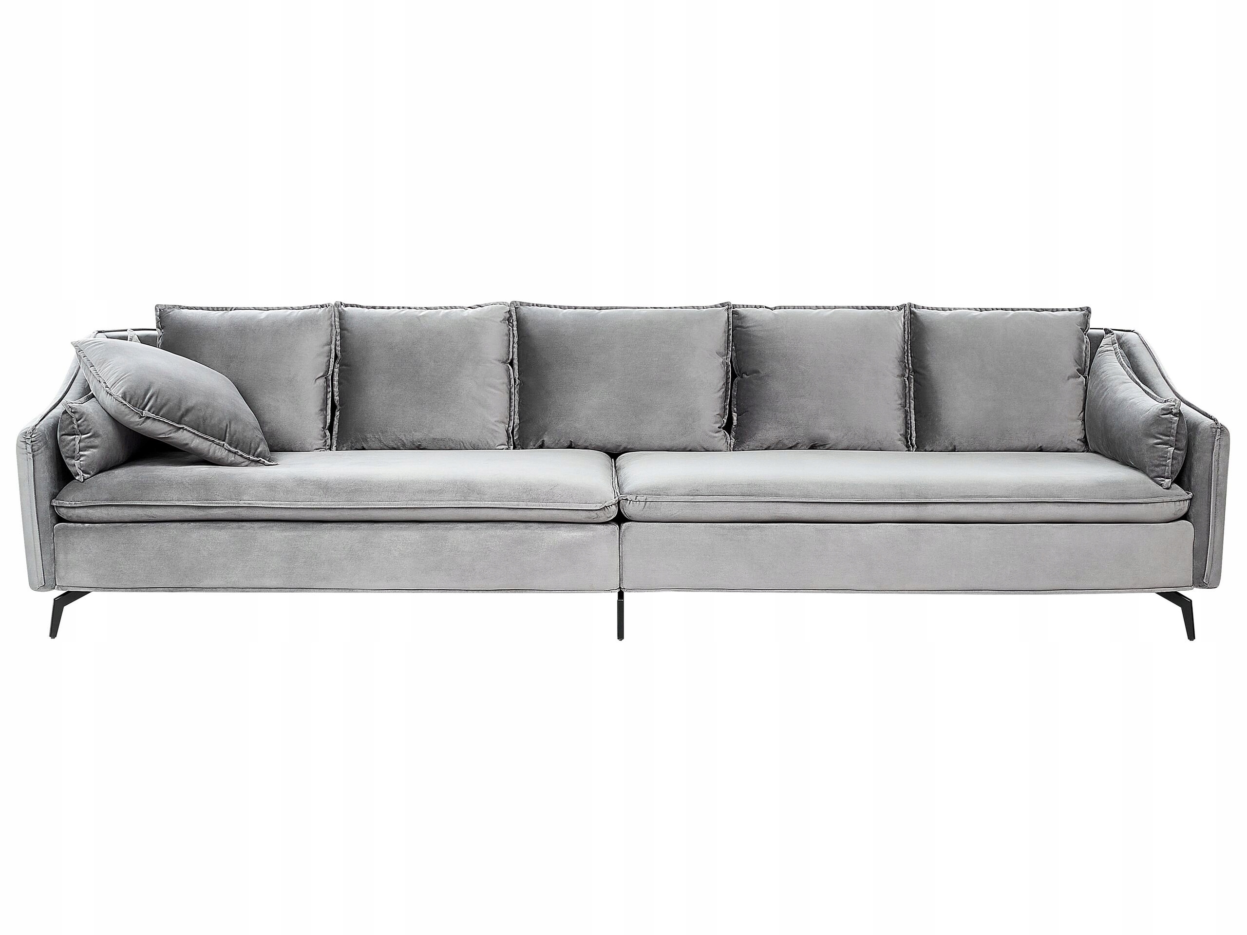 Sofa 4-osobowa welurowa nowoczesna jasnoszara