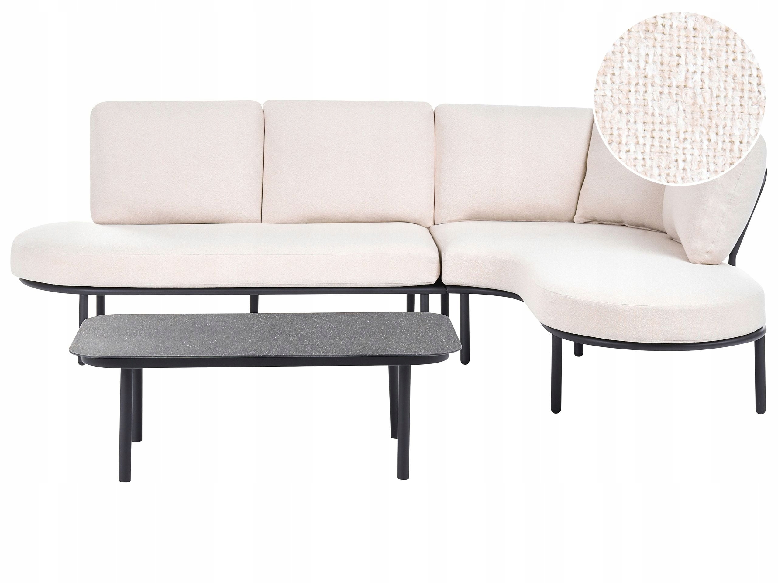 Sofa ogrodowa ze stolikiem 4-osobowa aluminium czarne
