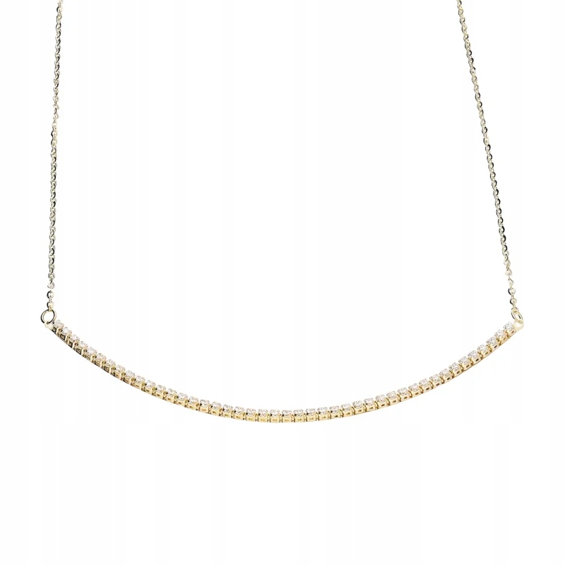 Dámský zlatý náhrdelník 585 s bílými zirkony s pevnou vložkou a obloukem R45