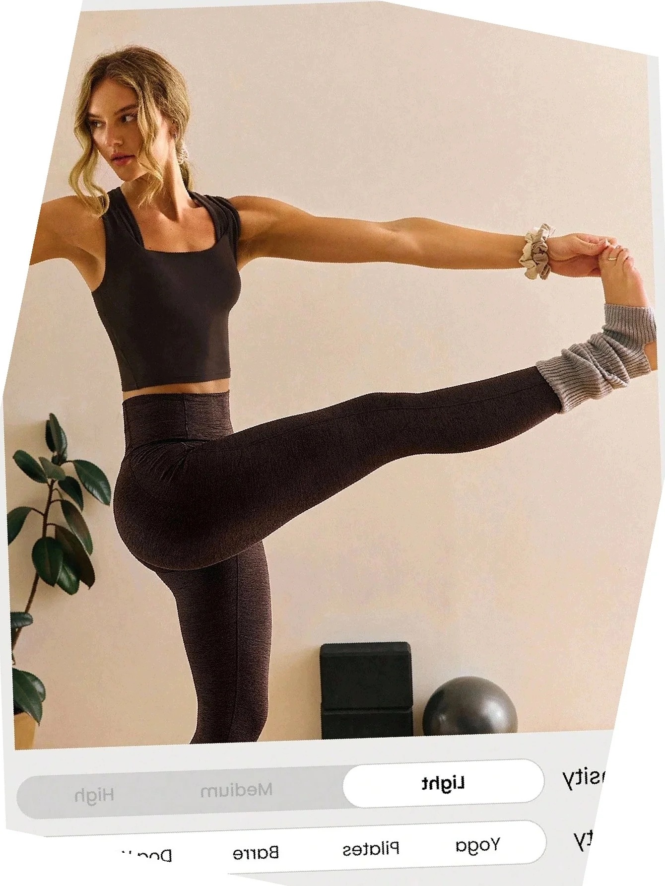 Legginsy Treningowe Z Wysokim Stanem Do Ćwiczeń Bezszwowe Brązowe Damskie M