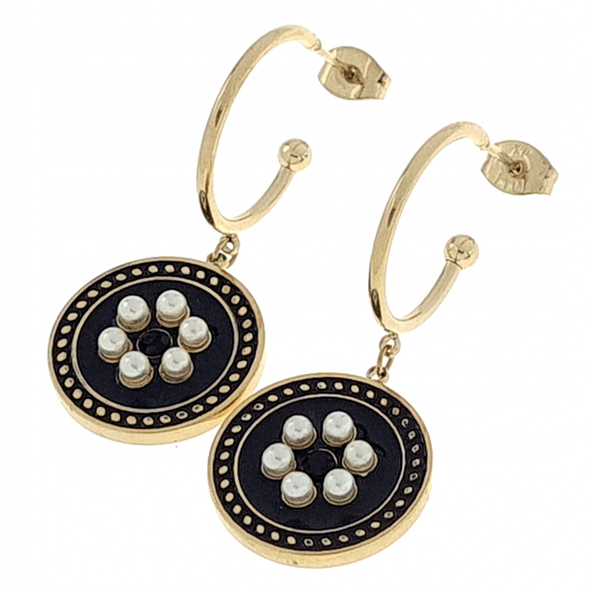 047 Kolczyki złote stal chirurgiczna wiszące celebrytki