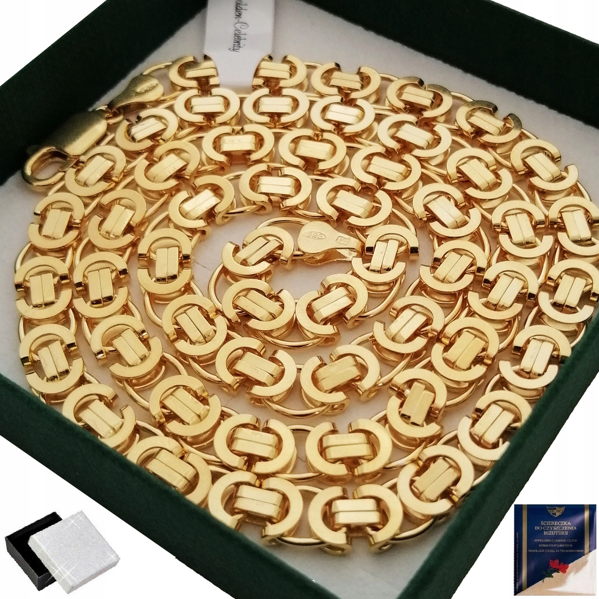 Elegantní Zlatý Řetízek Pro Muže Královská Vazba 60 cm 7 mm Stříbro O Ryzosti 925