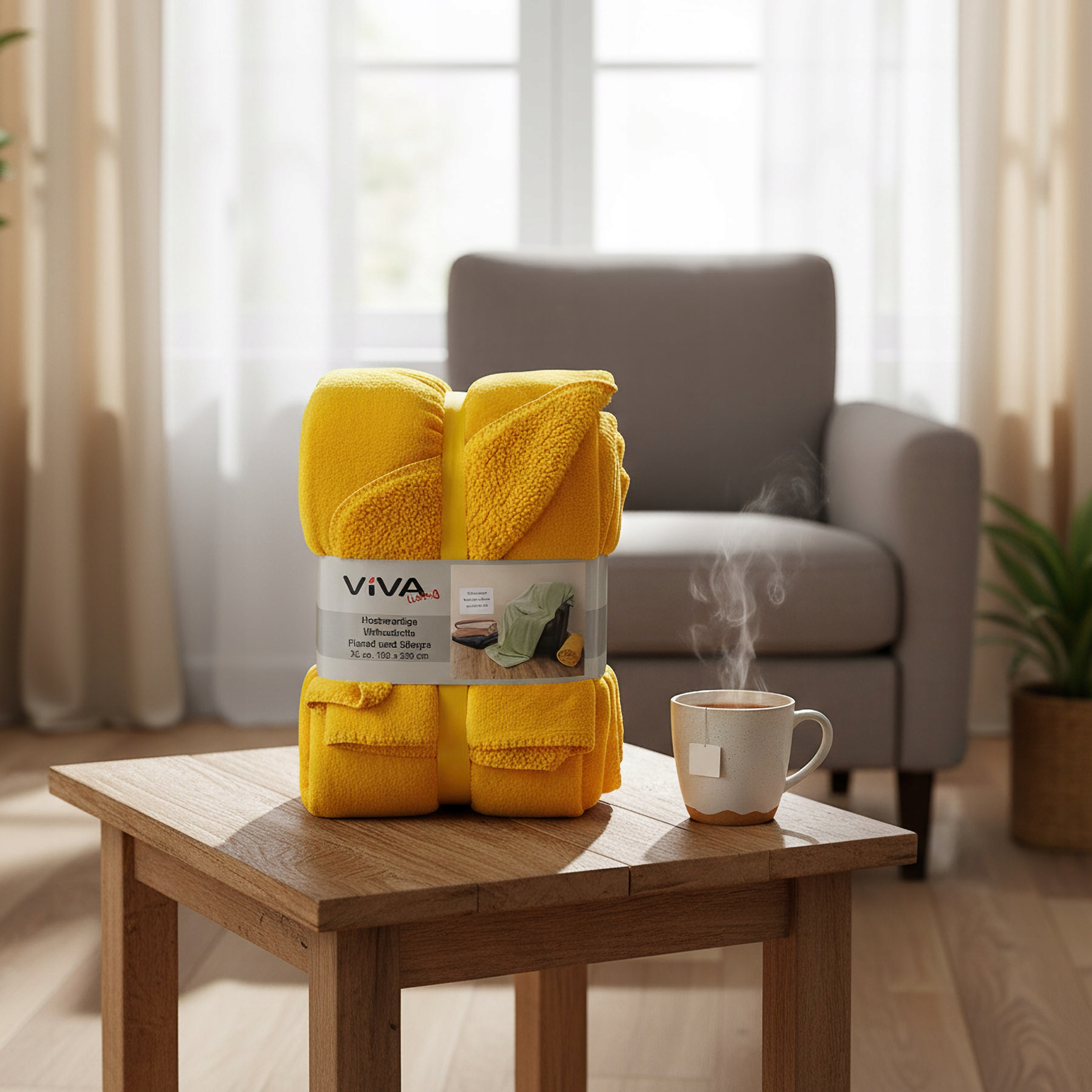 Deka z mikrovlákna beránek, jednobarevná žlutá, 150x200cm