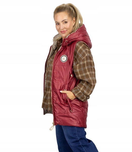 Dlouhá dámská vesta jarní vesta s nášivkou M