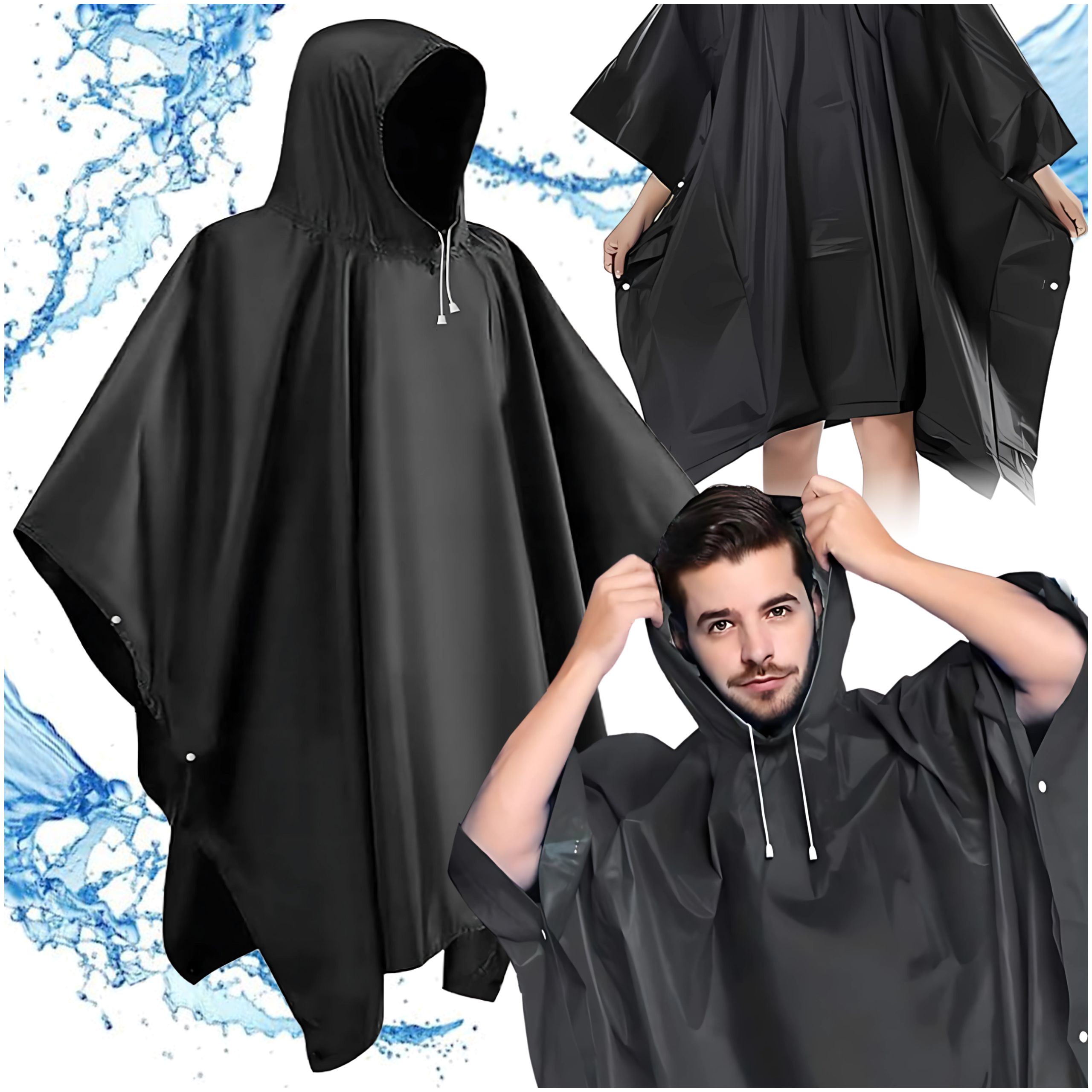 PŁASZCZ PRZECIWDESZCZOWY Z KAPTUREM PELERYNA PRZECIWDESZCZOWA PAŁATKA V6