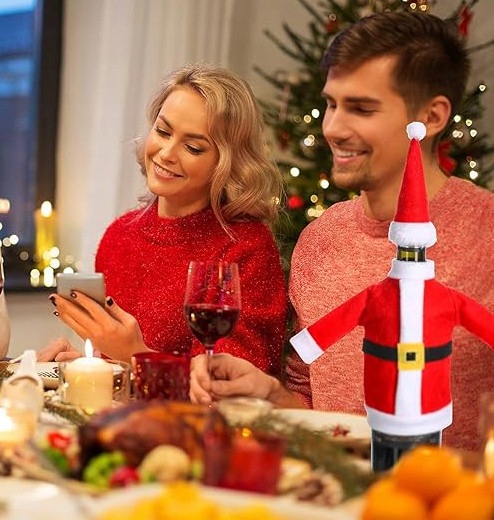 POKROWIEC ŚWIĄTECZNY NA BUTELKĘ WINA WINO STRÓJ MIKOŁAJA ETUI UBRANKO Marka inna