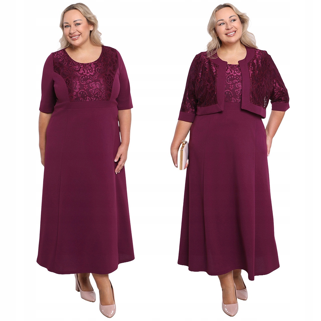 Fialový komplet s krajkovým bolerkem plus size velikost 62