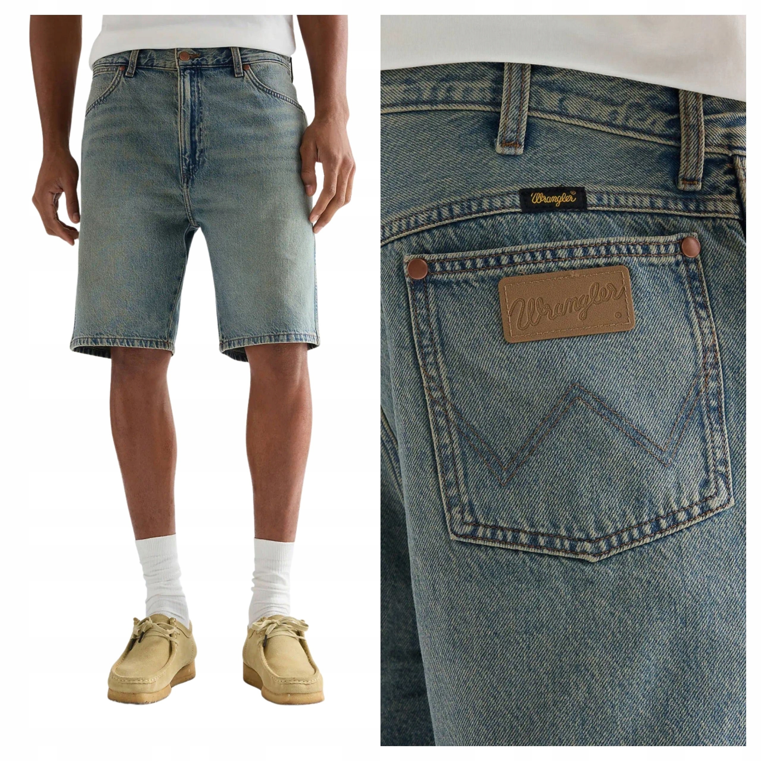 Kraťasy Wrangler Cowboy Modré Džínové šortky Bavlněné W34