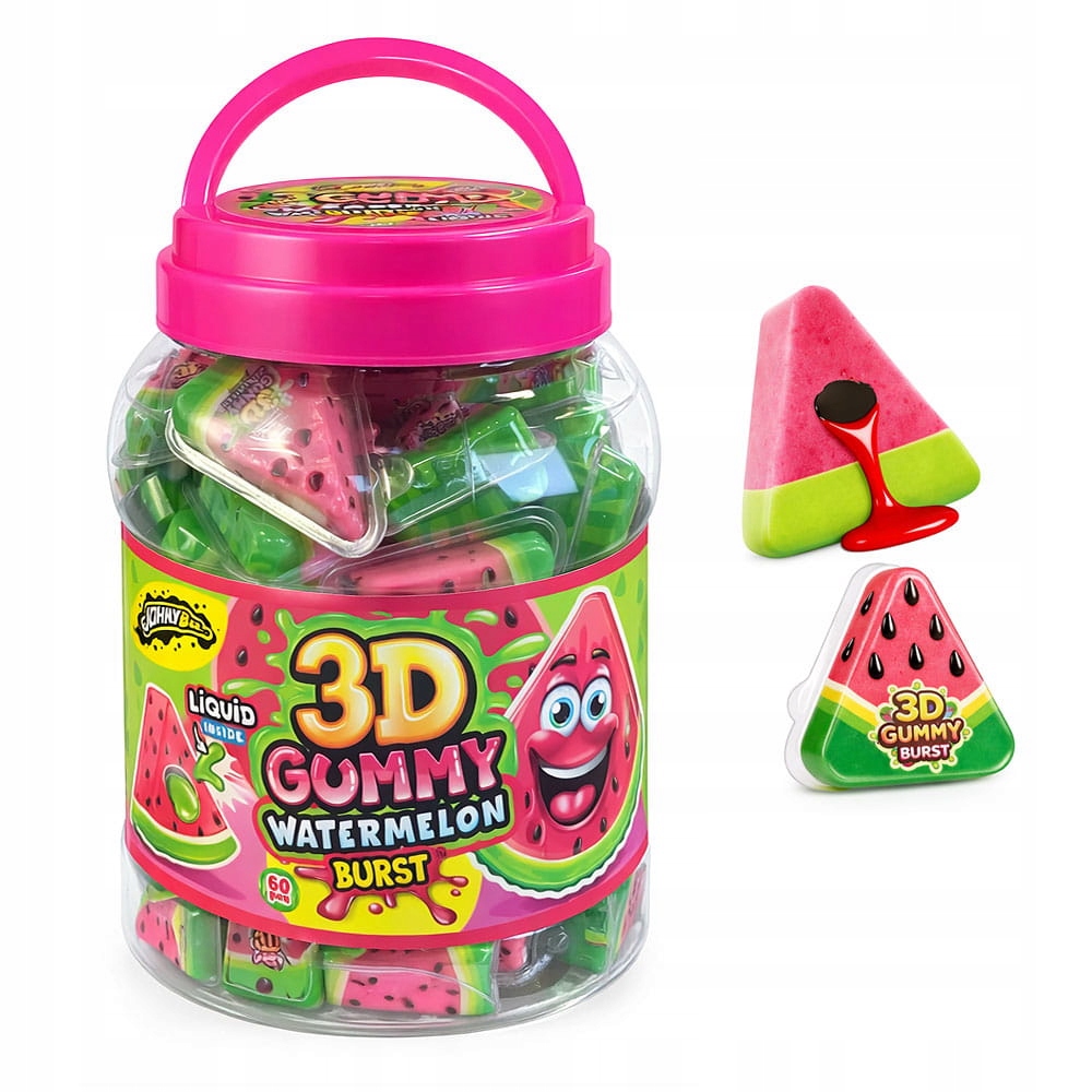 Levně Johny Bee 3D Gummy Watermelon Želé Bonbony S Tekutou Náplní (18 G) 60 Ks