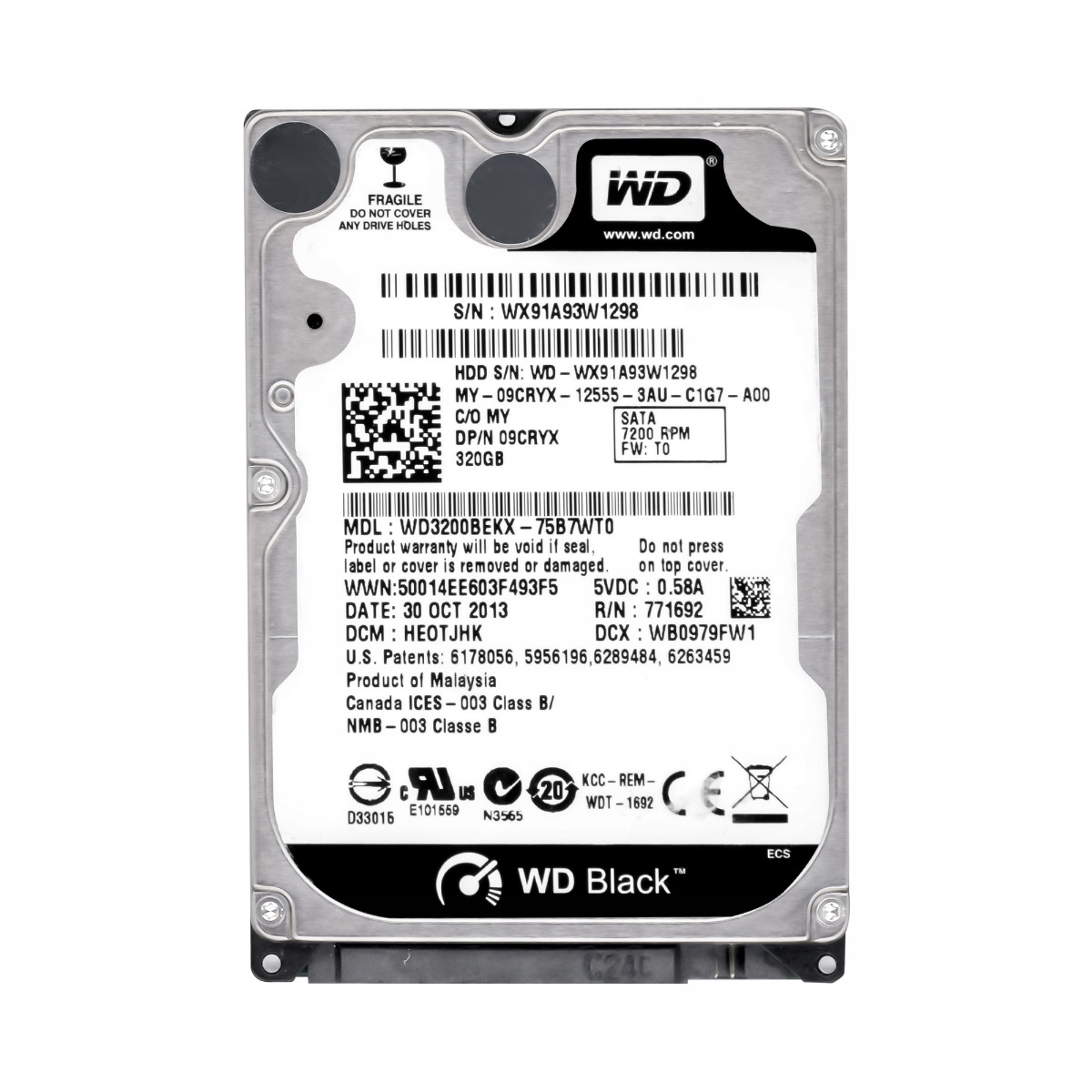 Dell 09CRYX 320GB 7.2K Sata III 2.5'' WD3200BEKX