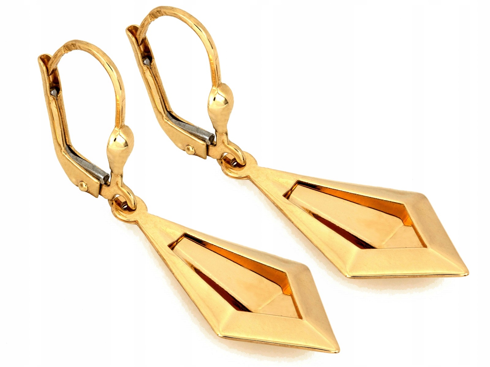 Náušnice zlaté 585 dlouhé lesklé 14k, váha 2.68g, moderní