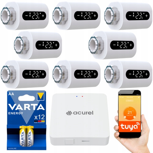 8x Głowica Termostatyczna Kaloryfera Bramka Zigbee 3.0 Tuya Baterie