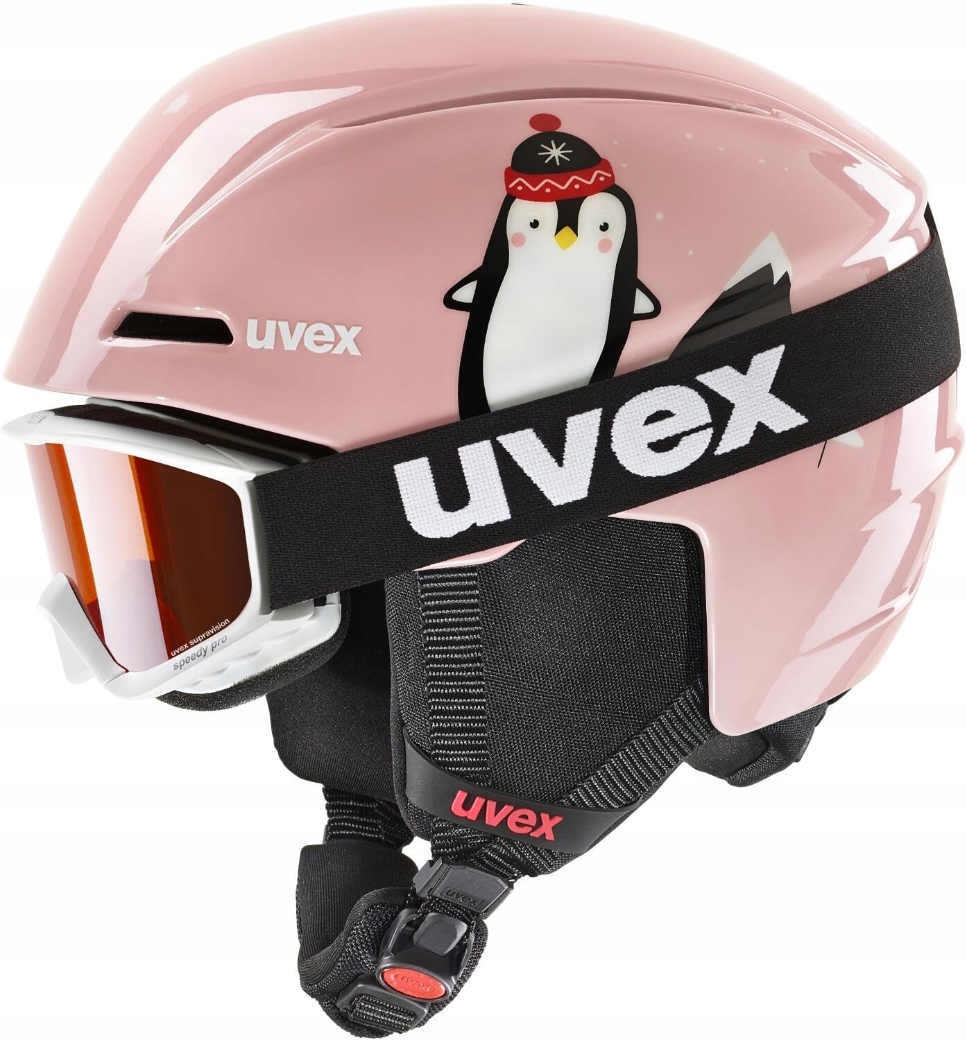 Juniorská lyžařská přilba Uvex Viti Set Pink Penguin Xs 46-50 cm