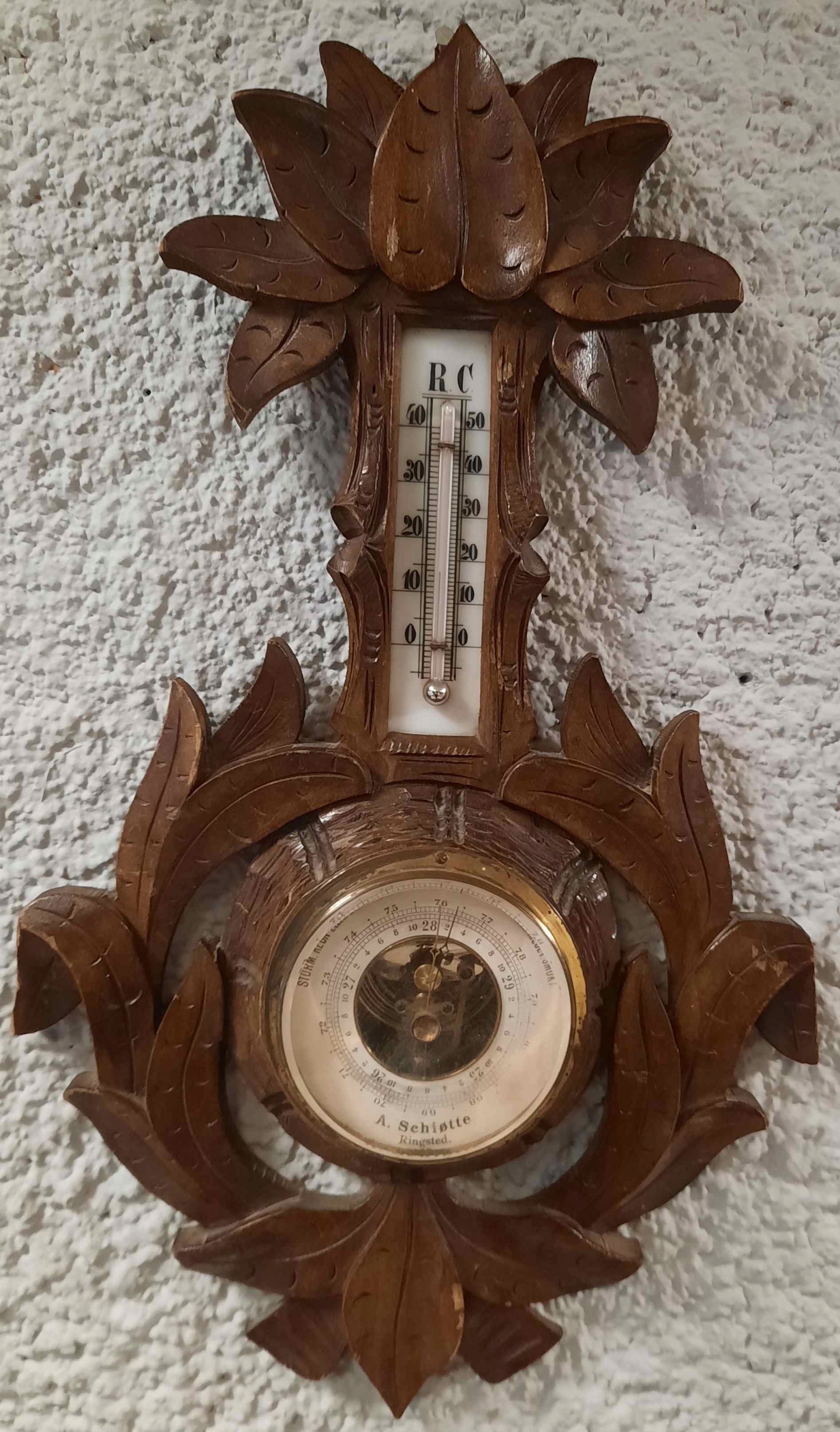 Piękny Stary Barometr z Termometrem VII