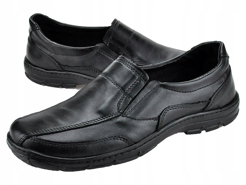 MĘSKIE POLSKIE MOKASYNY SKÓRZANE 160 CZARNY 43 Rozmiar 43