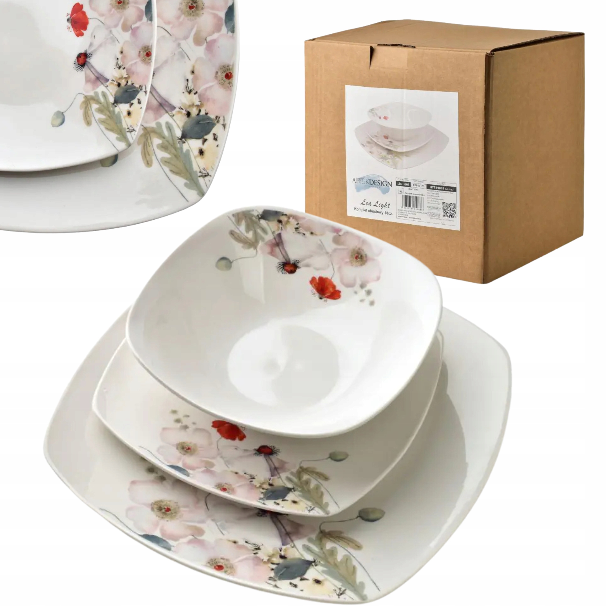 Sada tanierov 18el porcelán obedový servis pre 6 osôb taniere Lea Light