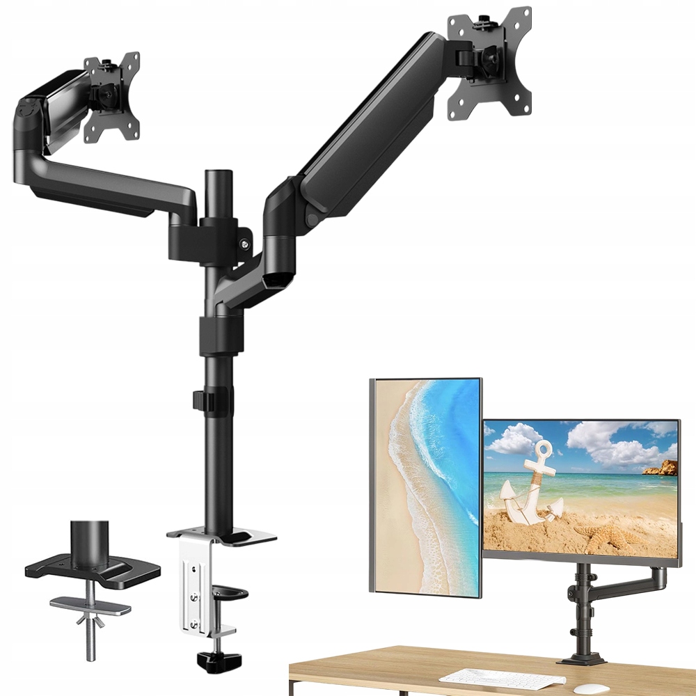 Robustní otočný držák pro dva monitory Tv LCD 2x 13-32 palců do 10 kg.