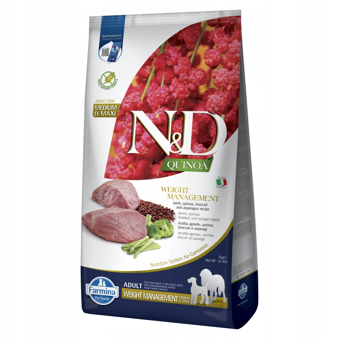 Levně Farmina N&d Quinoa Weight Management 7kg Suché Krmivo pro psy s jehněčím masem