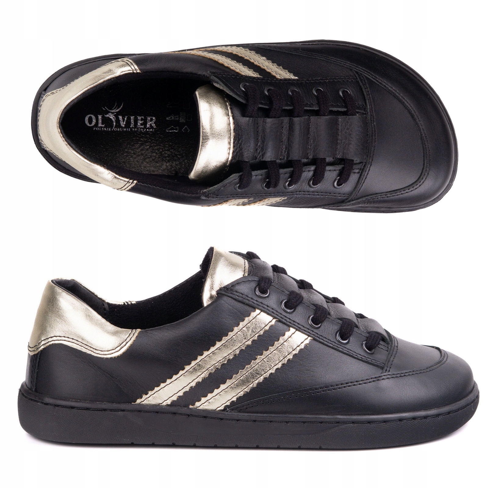 Dámské barefoot tenisky Kaia Olivier anatomické kožené boty černé 36