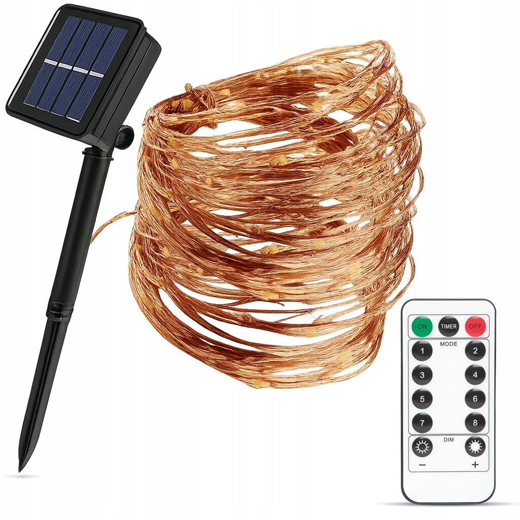 Girlanda solarna LED ogrodowa 100 x lampki LED 10 m + pilot Marka SuperLED