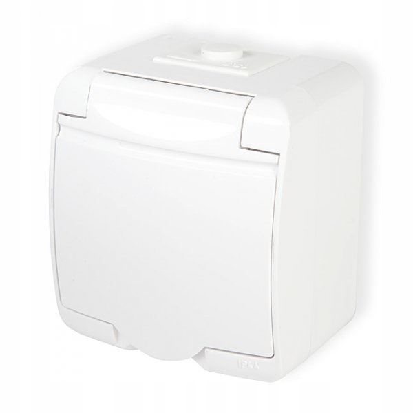 JUNIOR GNIAZDO pojedyncze HERMETYCZNE z klapką NATYNKOWE zewnętrzne 1x2P+Z