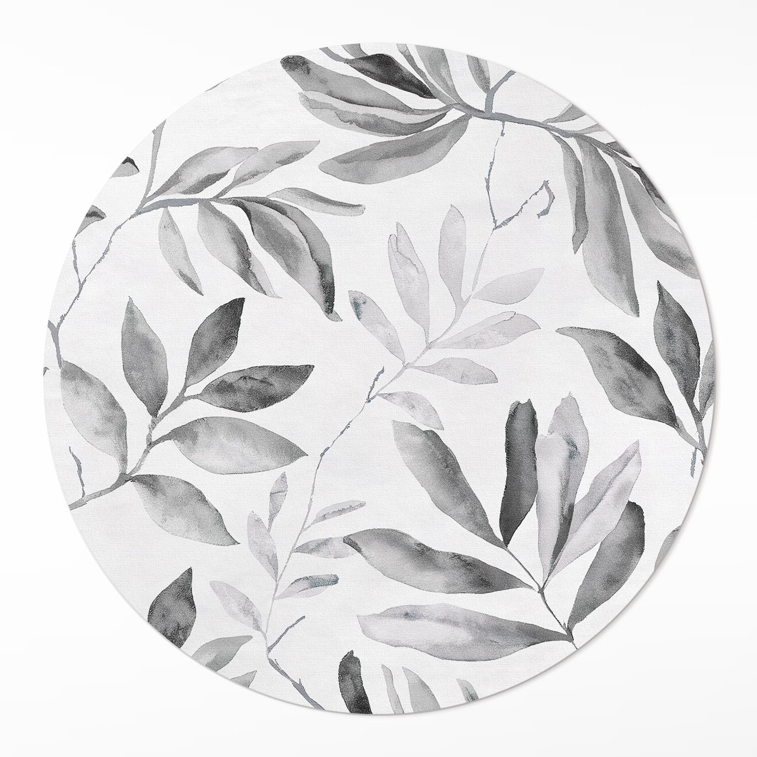 Okrúhly koberec z vinylu Akvarelové monochromatické jemné listy ⌀ 100 cm