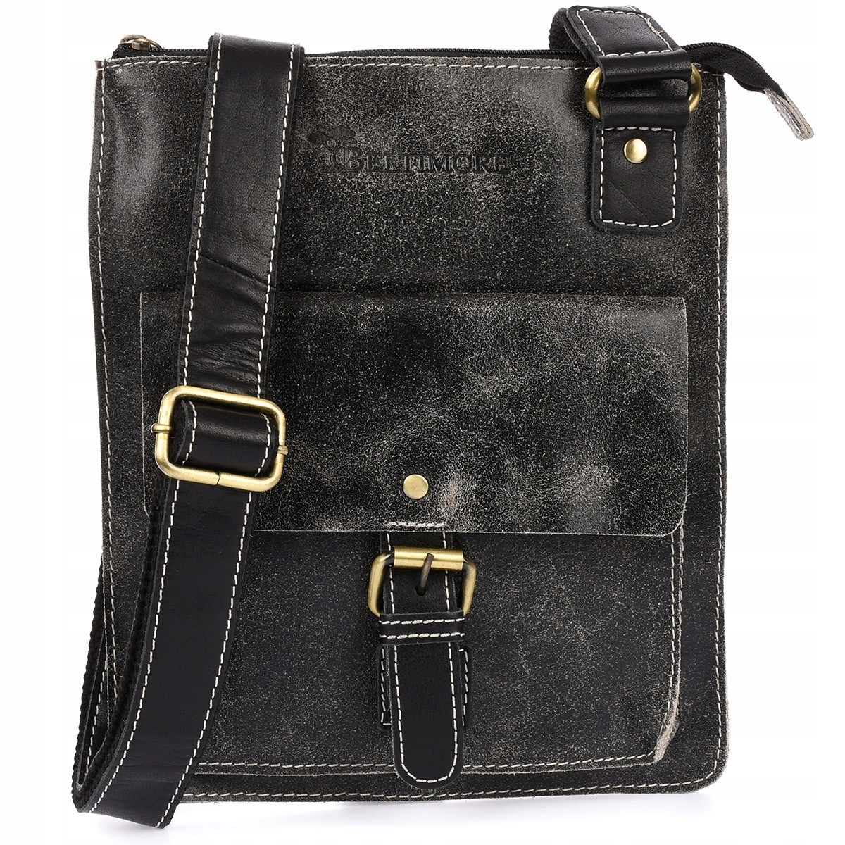 Černá kožená pánská taška na rameno, malá Beltimore M10