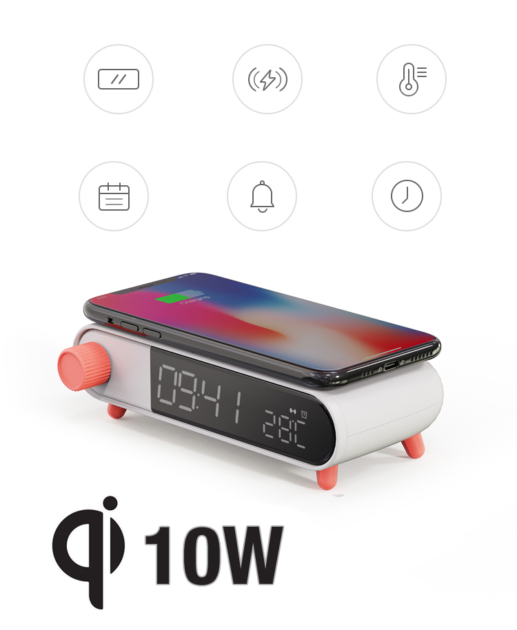 Zegar Budzik Szybka Ładowarka bezprzewodowa 10W QI Marka MBG line