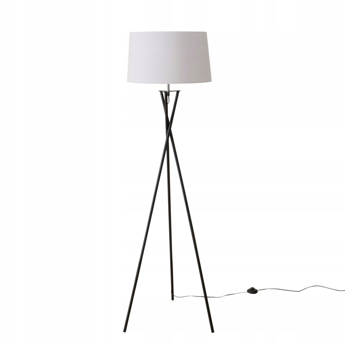 Podlahová Lampa Na Čiernom Trojnožke, Moderná, Biela, 158 X 44 CM