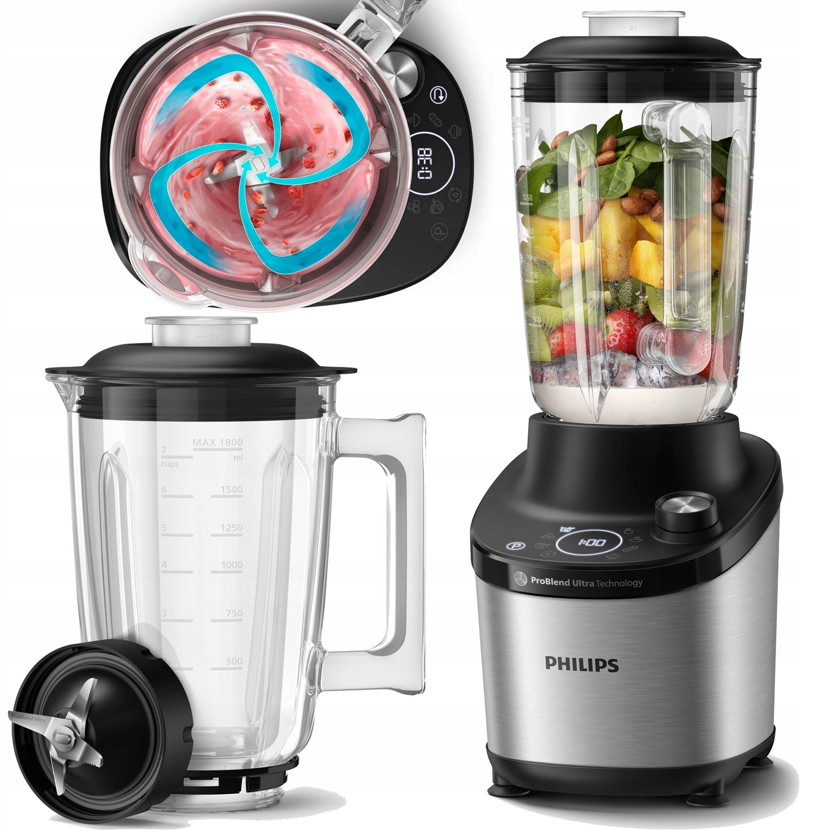 Stolní mixér Philips ProBlend HR3760/00 1500W 1,8L skleněný