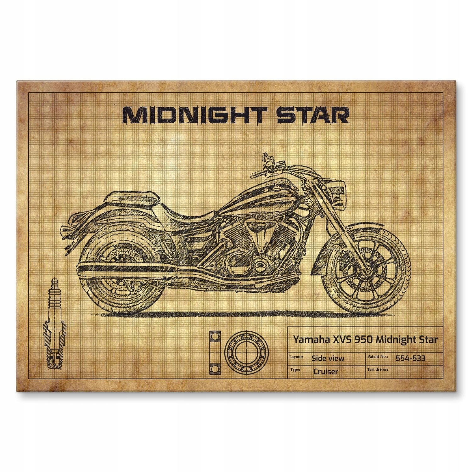 Kovový plakát Yamaha Xvs 950 Midnight Star Szyld Plech 42 x 59,4 cm Gra