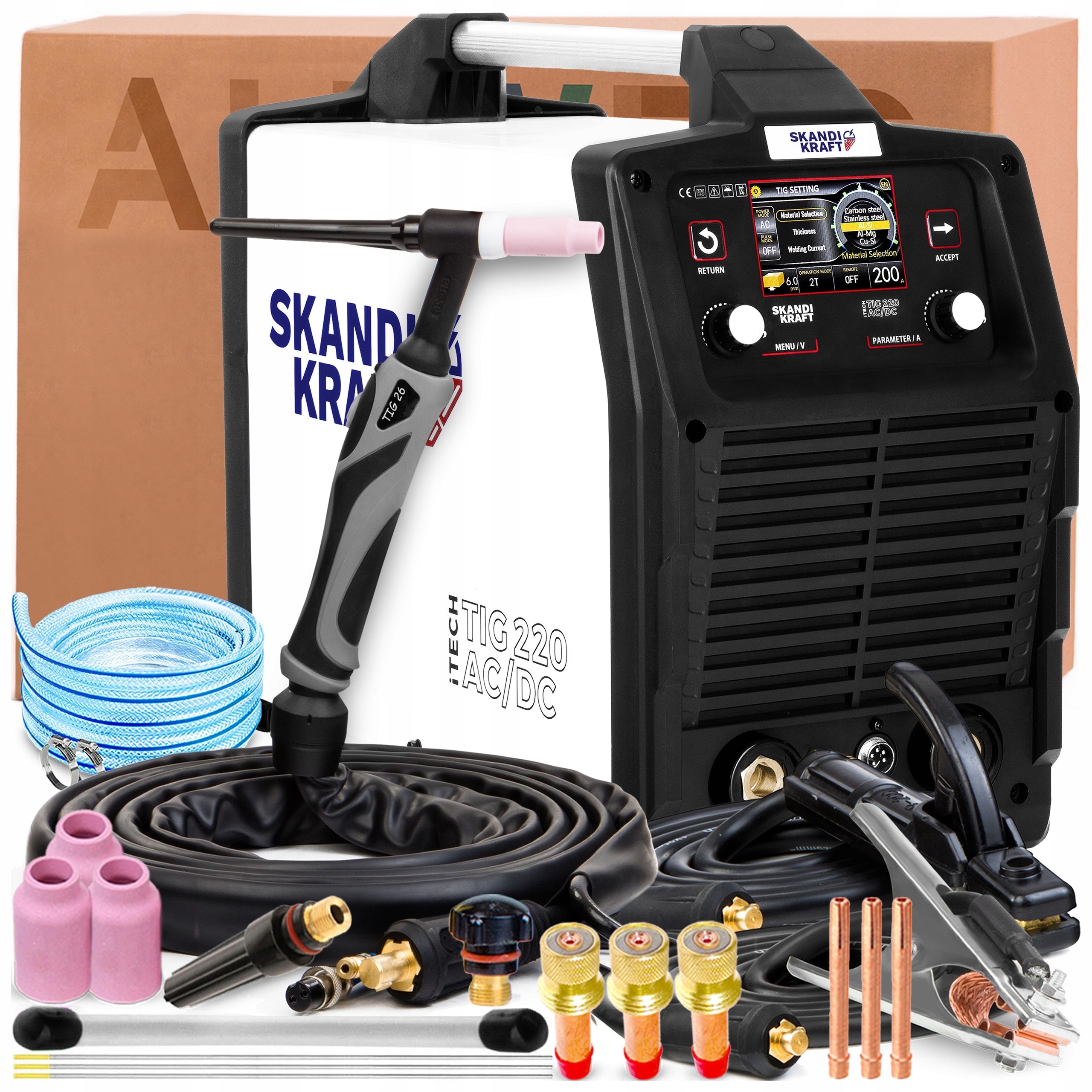 Svařovací Stroj Skandi Kraft Itech Tig 220 Ac DC 230V 200A Puls Spot Bi-level Mma
