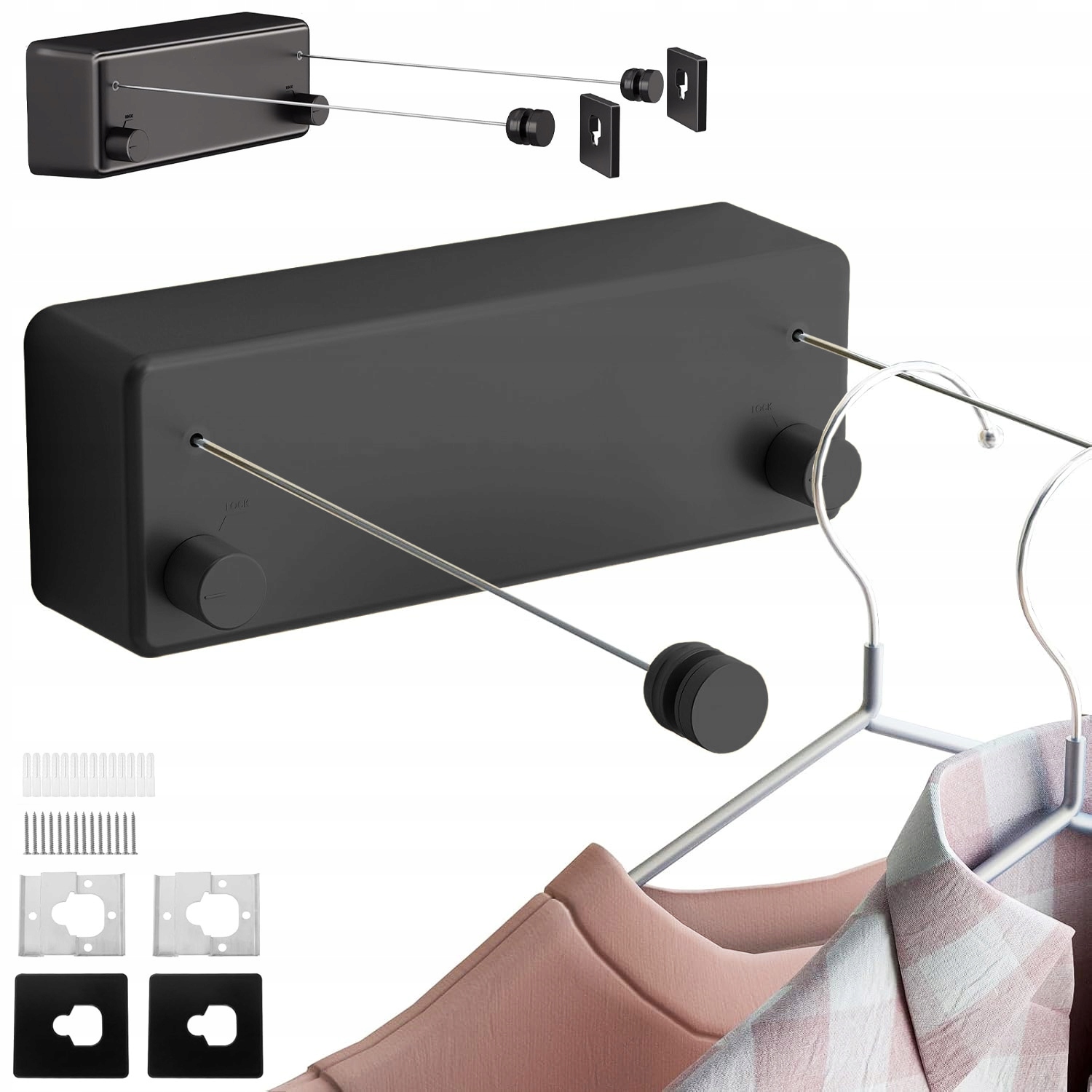 Levně Sušák Na Prádlo, Nástěnná, Provázková, Natahovací, Ocelová, Pro Balkon V Koupelně