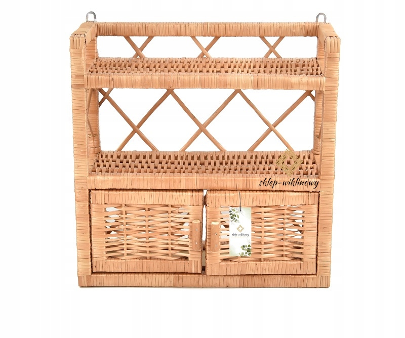 Police Proutěná skříňka Závěsná nástěnná etažérka Přírodní nábytek H 42 cm