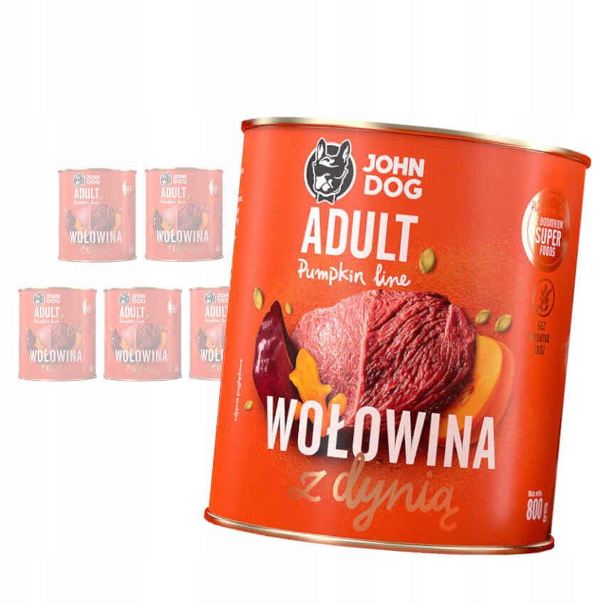 John Dog Krmivo krmivo pro psy s hovězím masem a dýní 6x800g