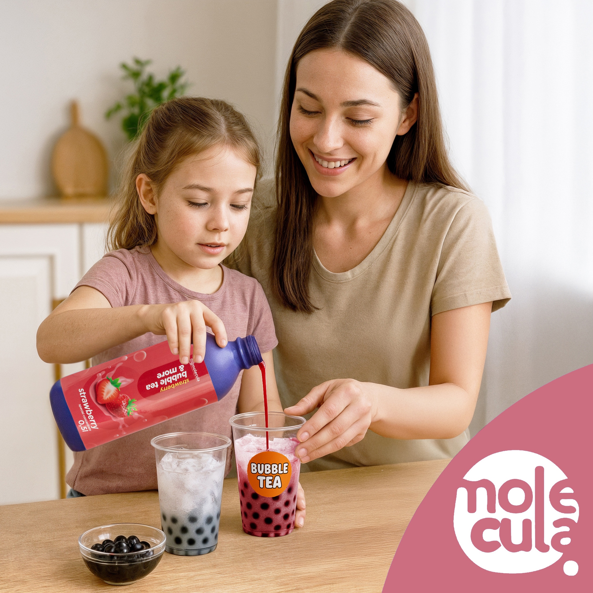 Molecula - SYROP do BUBBLE TEA - 0.5L - SOK KONCENTRAT - TRUSKAWKA Marka Molecula