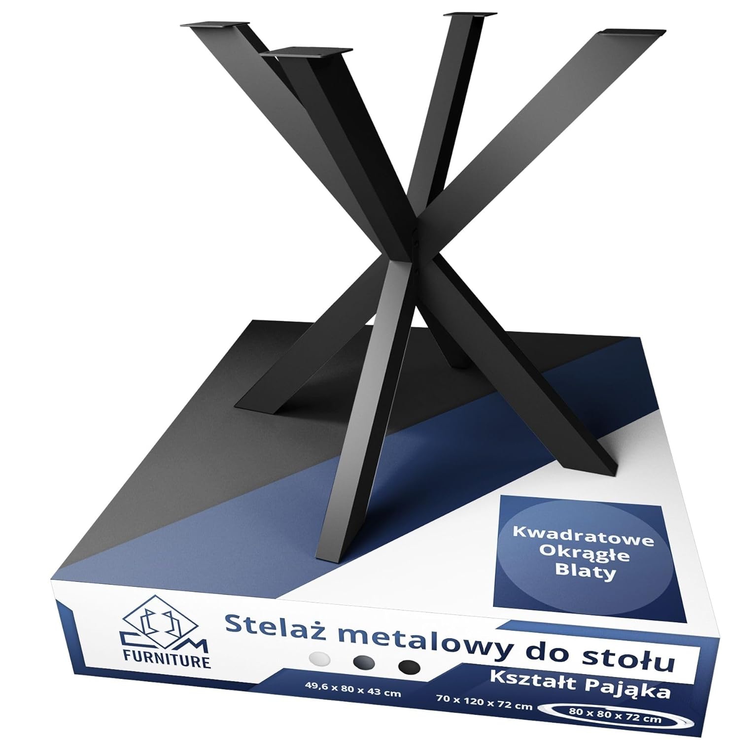 Kovová Noha Na Stôl Stola Pavúk Loft 80x80x72 CM Čierna