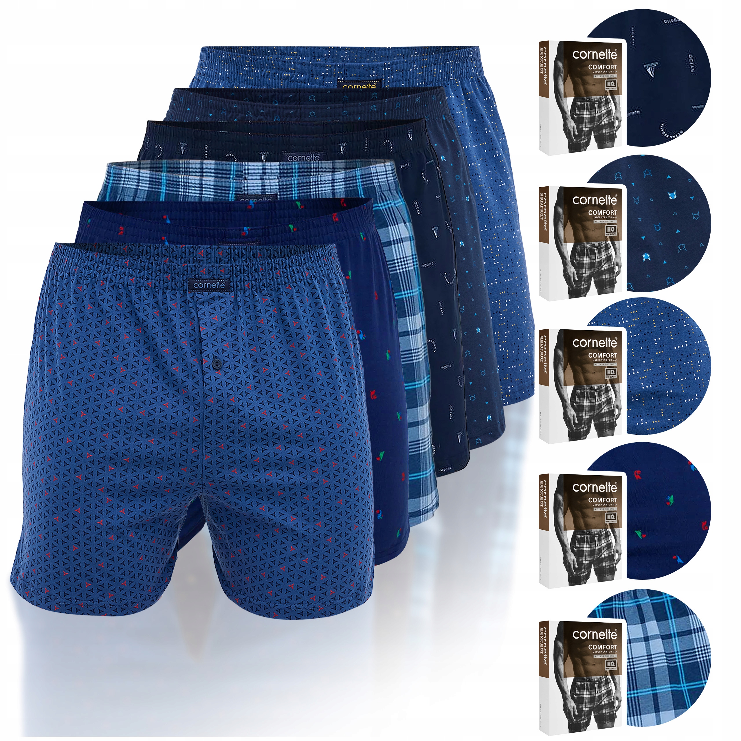 Cornette Pánské boxerky Volné Bavlněné 6 kusů BM004 Comfort Velikost L