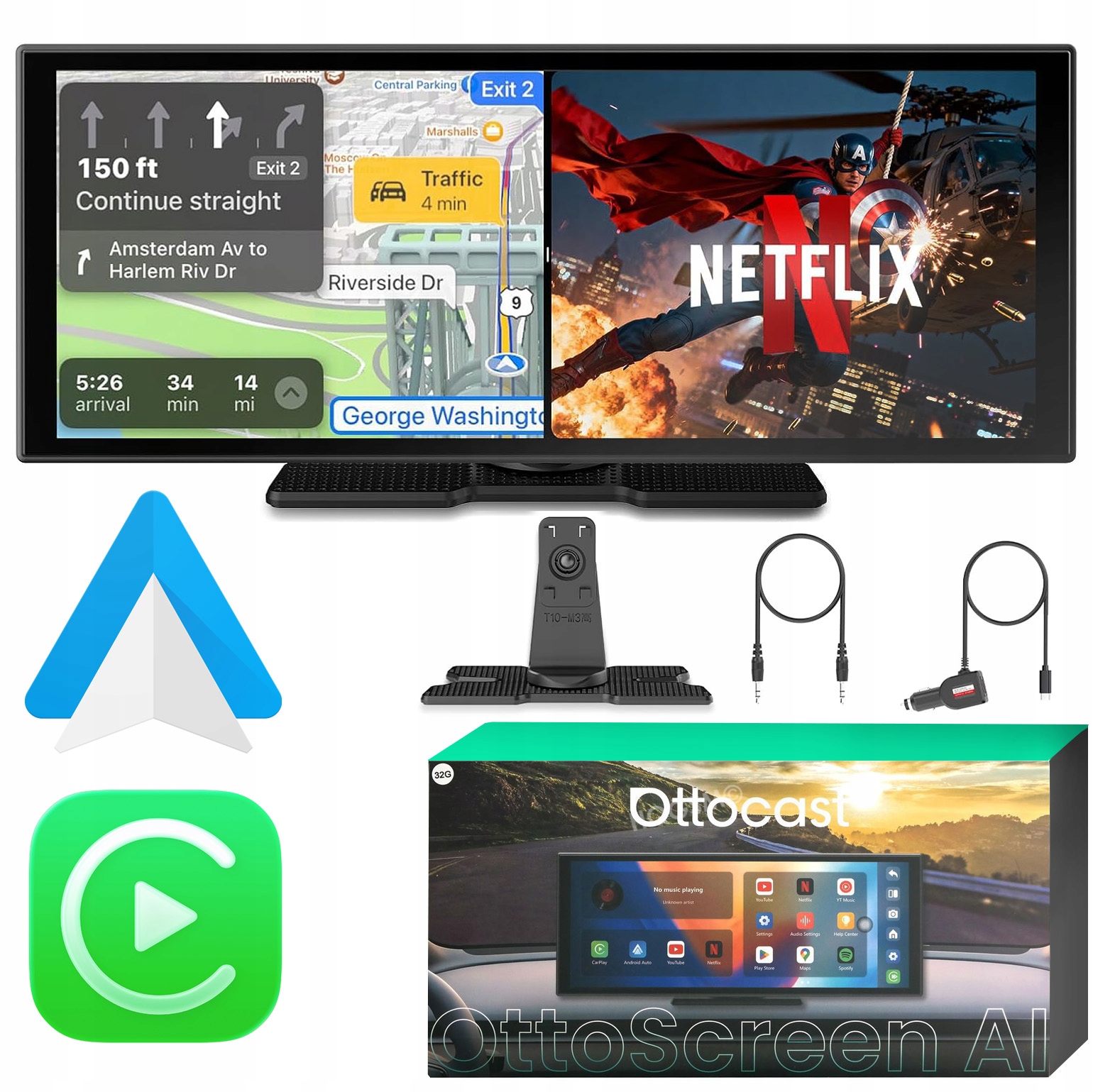 Monitor do auta Obrazovka 11,4'' Displej Android Auto Apple CarPlay