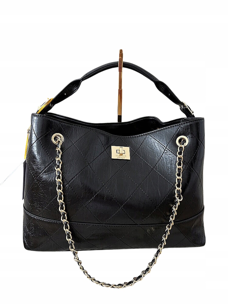 Valentino Creations černá prošívaná shopper kabelka s řetízkem